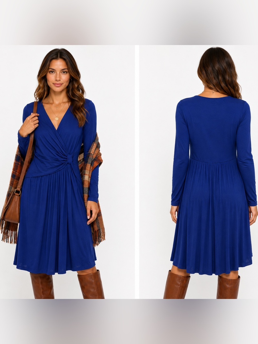 Pure Collection royal blue wrap midi dress – US 8/10